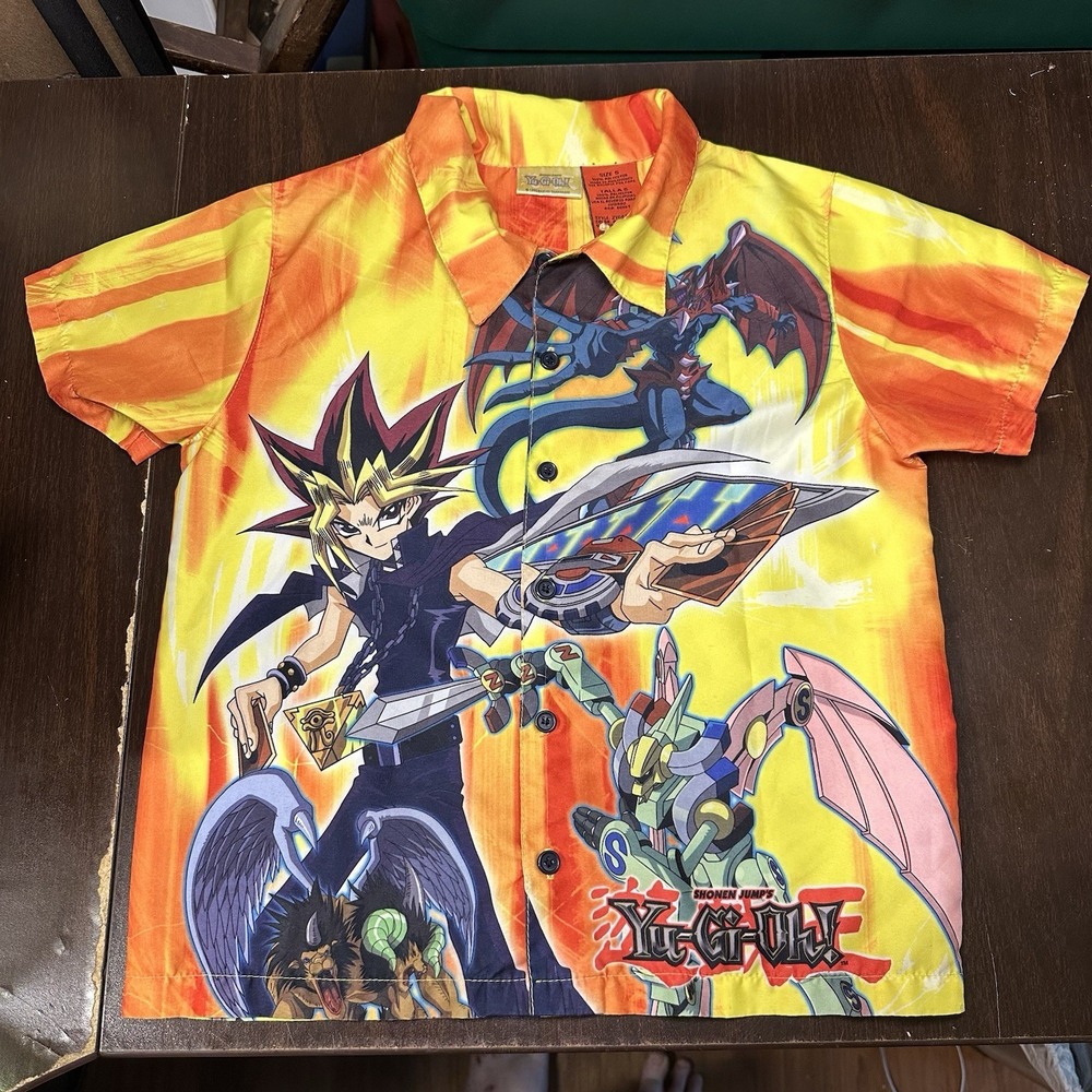 Vintage Yu-Gi-Oh! Yami Yugi Archfiend of Gilfer AOP Button Shirt Boys Size 5 Y2K